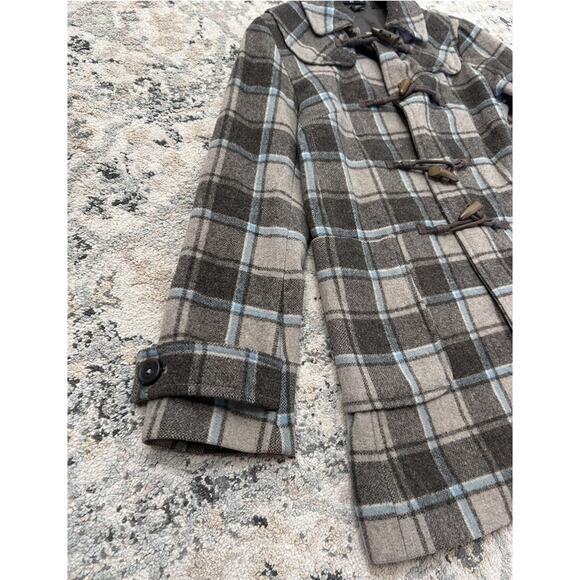 Gap Women’s Wool Blend Brown Blue Plaid Peacoat XS Preppy - Picture 5 of 7